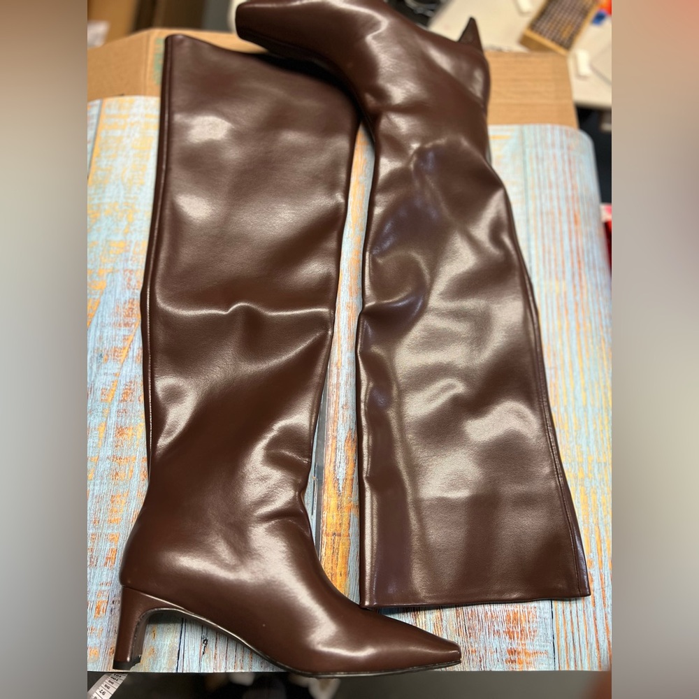 Brown Over the knee leather Boots